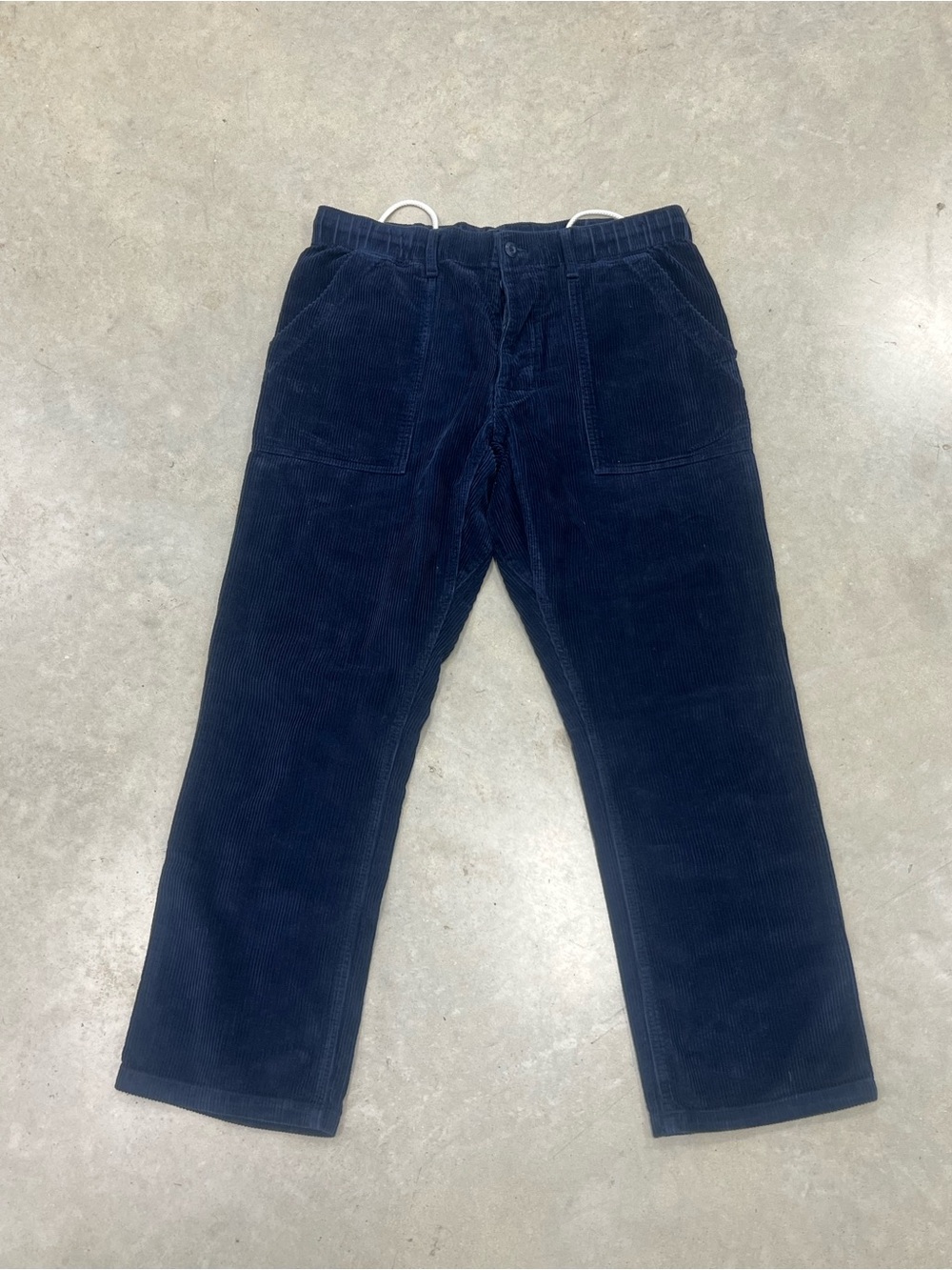 BIRDWELL BEACH BRITCHES NAVY BLUE CORDUROY PANTS DRAWSTRING WAIST MENS LARGE